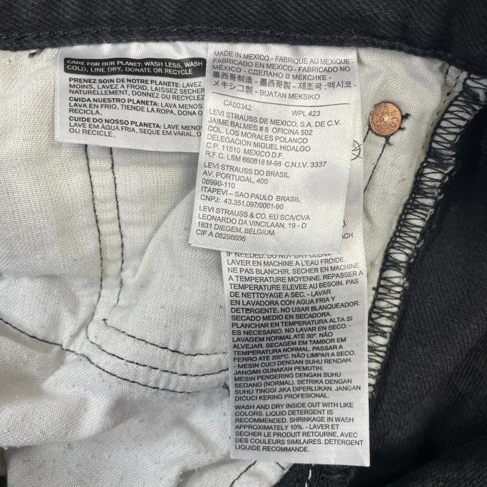 Levi's 501 Mens Jeans 36x32 (fits 34x30) Black Cotton Medium Wash Straight Leg